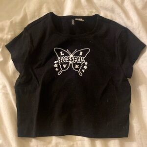 butterfly black crop top
